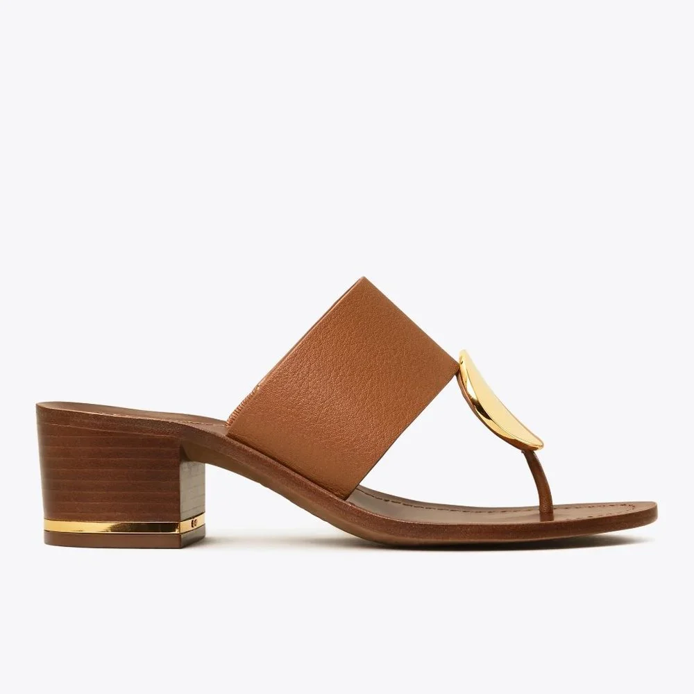 Tory Burch PATOS DISK 45MM SANDAL Mou Brown Gold STUNNING AND COMFORTABLE! - Picture 7 of 10